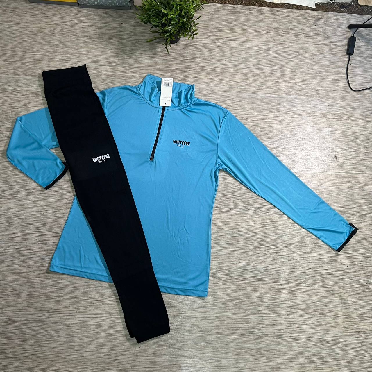 p4_i3 White Fox Boutique Style Women's Gym Set - Long Sleeve Quarter-Zip Tracksuit - High-Waist Leggings & Top Activewear - Sizes Small to XL - Premium UK Fitness Wear - Image 5