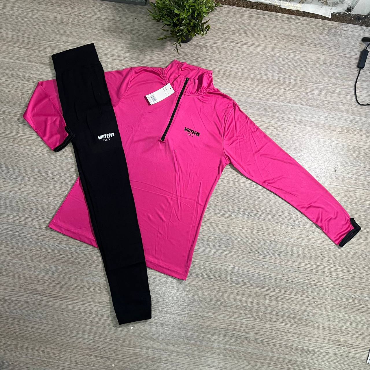 p4_i7 White Fox Boutique Style Women's Gym Set - Long Sleeve Quarter-Zip Tracksuit - High-Waist Leggings & Top Activewear - Sizes Small to XL - Premium UK Fitness Wear - Image 2