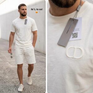 Dior Men's CD Icon Embroidery T-Shirt and Shorts Set | Premium Luxury Twin Pack | Free UK Delivery