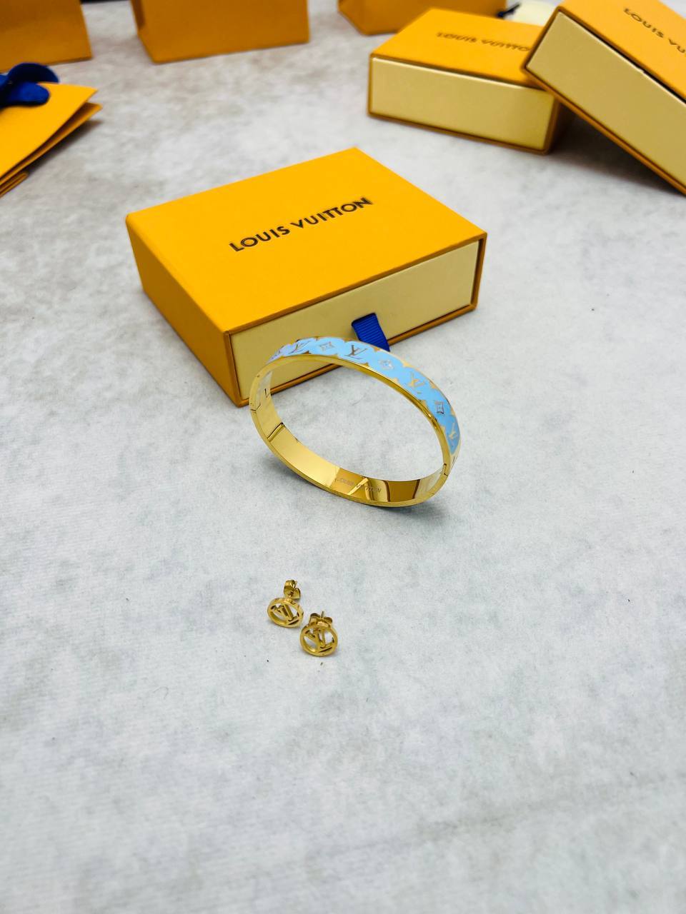 WhatsApp Image 2026-05-18 at 1.47.39 PM Louis Vuitton Monogram Enamel Bangle & Stud Earrings Jewellery Set | Free UK Delivery - Image 2