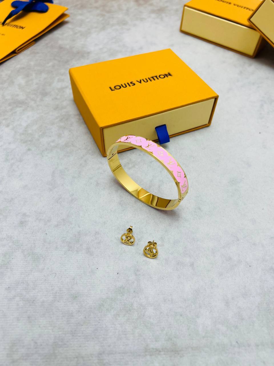 WhatsApp Image 2026-05-18 at 1.47.40 PM (1) Louis Vuitton Monogram Enamel Bangle & Stud Earrings Jewellery Set | Free UK Delivery - Image 4