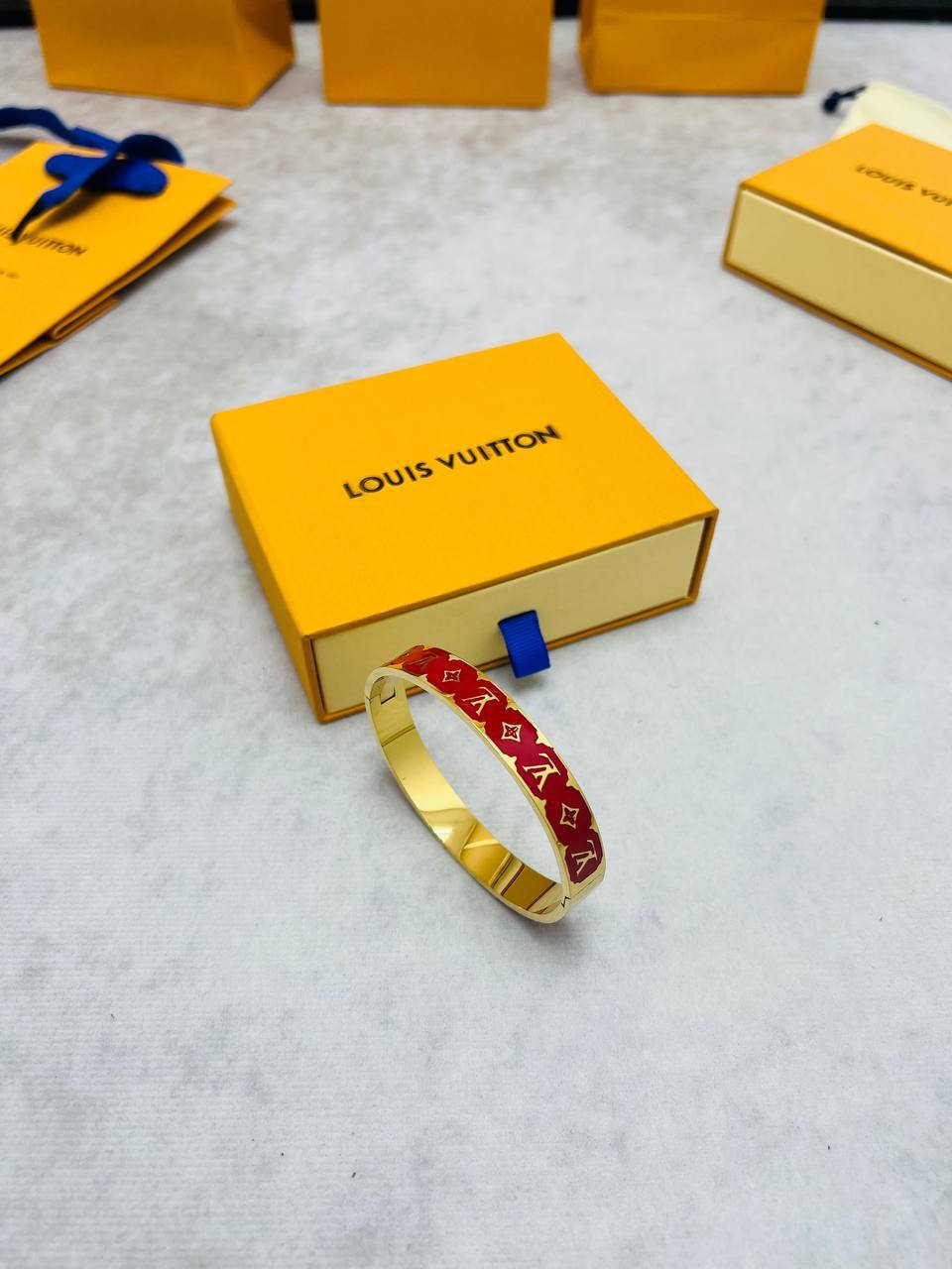 WhatsApp Image 2026-05-18 at 1.47.40 PM (2) Louis Vuitton Monogram Enamel Bangle & Stud Earrings Jewellery Set | Free UK Delivery - Image 5