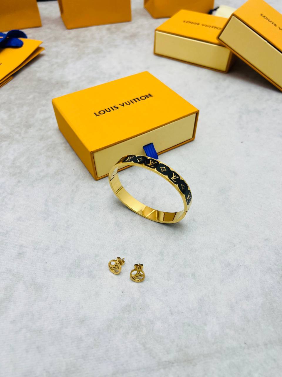 WhatsApp Image 2026-05-18 at 1.47.40 PM Louis Vuitton Monogram Enamel Bangle & Stud Earrings Jewellery Set | Free UK Delivery - Image 3