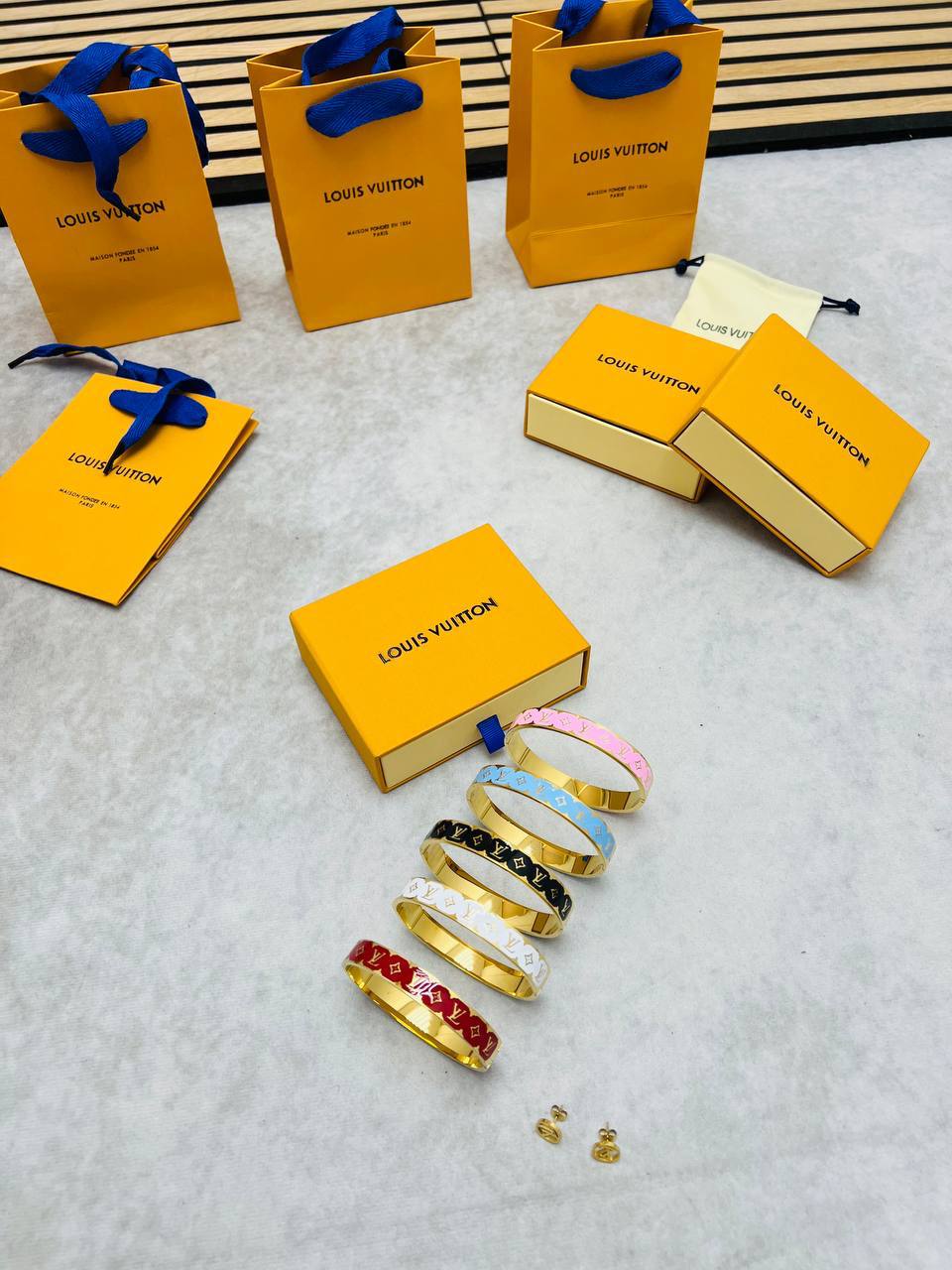 WhatsApp Image 2026-05-18 at 1.47.41 PM (1) Louis Vuitton Monogram Enamel Bangle & Stud Earrings Jewellery Set | Free UK Delivery