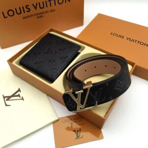 Louis Vuitton Men's Monogram Leather Belt & Wallet Gift Set | Premium Twin Pack | Free UK Delivery