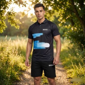 BOSS Men's Graphic Tracksuit Polo Shirt and Shorts Set | Small to 2XL | Free UK Delivery