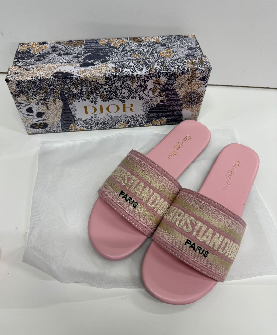 WhatsApp Image 2026-05-19 at 1.43.49 PM (1) Dior Dway Women's Embroidered Canvas Slides | Luxury Summer Sandals | Free UK Delivery - Image 3
