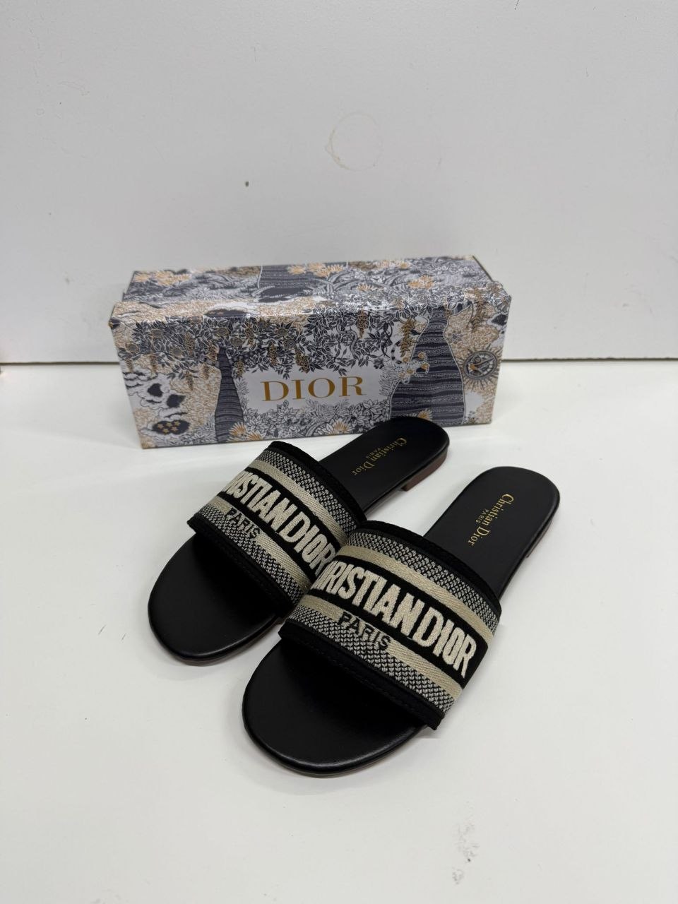 WhatsApp Image 2026-05-19 at 1.43.49 PM Dior Dway Women's Embroidered Canvas Slides | Luxury Summer Sandals | Free UK Delivery