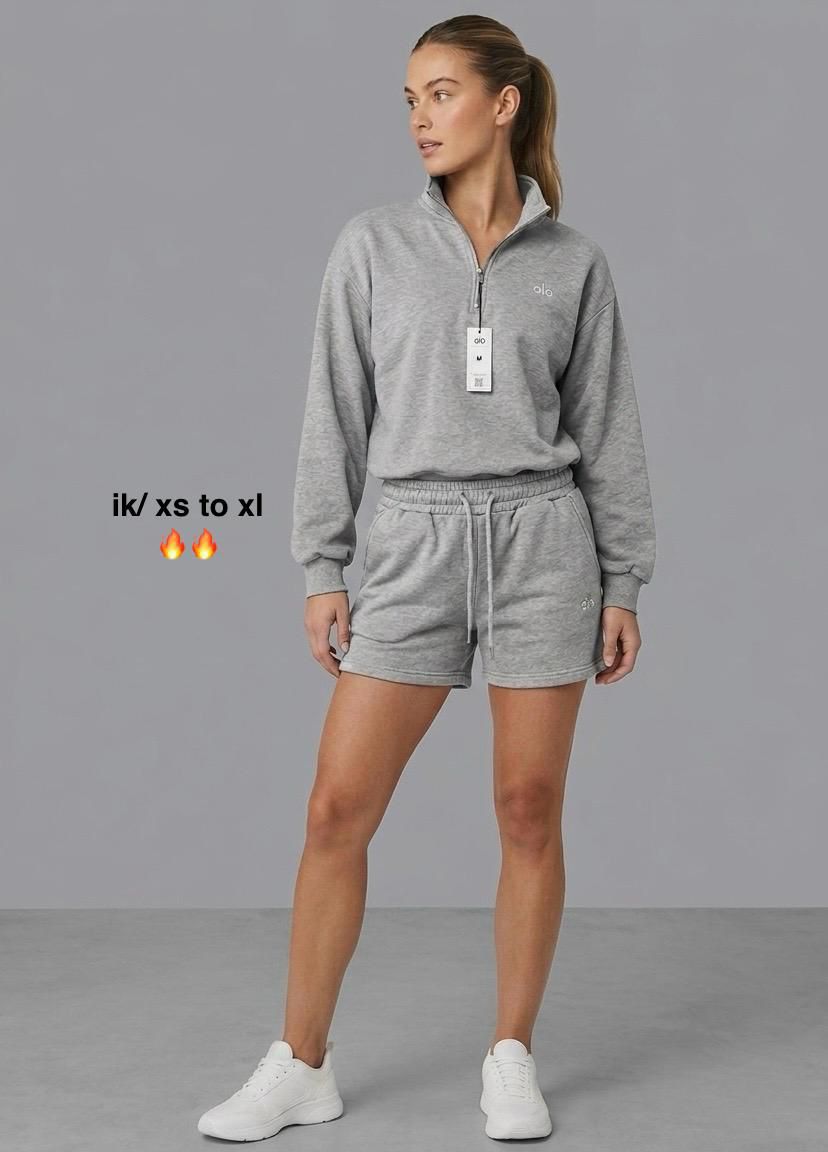 WhatsApp Image 2026-06-06 at 7.23.47 AM (5) Alo Yoga Women's Accolade Quarter-Zip Shorts Set | Luxury Fleece Sweatshirt & Lounge Co-ord | Sizes XS to XL | Free UK Delivery - Image 2