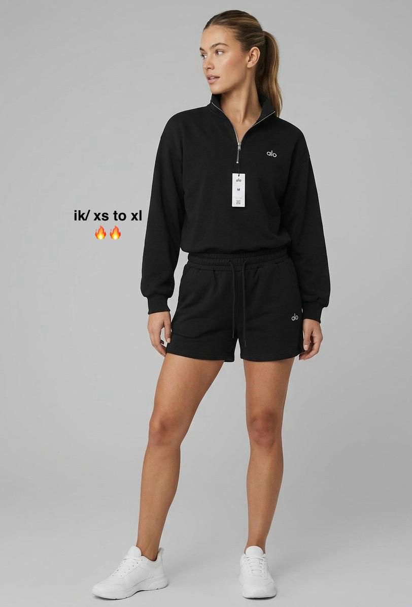 WhatsApp Image 2026-06-06 at 7.23.47 AM (6) Alo Yoga Women's Accolade Quarter-Zip Shorts Set | Luxury Fleece Sweatshirt & Lounge Co-ord | Sizes XS to XL | Free UK Delivery - Image 4