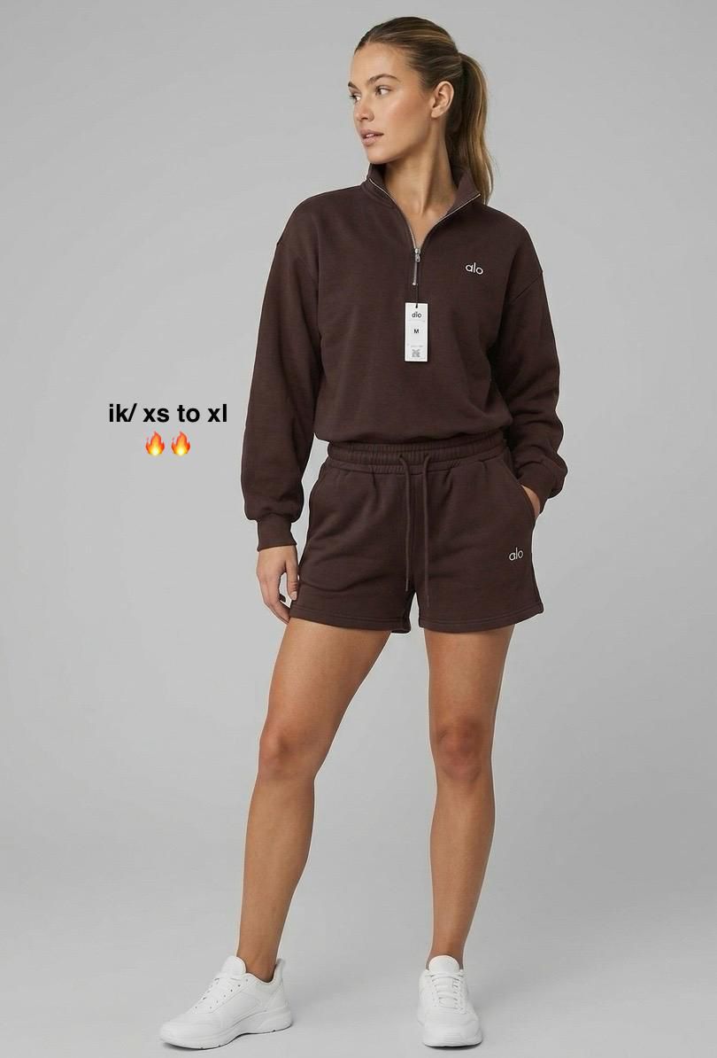WhatsApp Image 2026-06-06 at 7.23.47 AM (7) Alo Yoga Women's Accolade Quarter-Zip Shorts Set | Luxury Fleece Sweatshirt & Lounge Co-ord | Sizes XS to XL | Free UK Delivery - Image 3